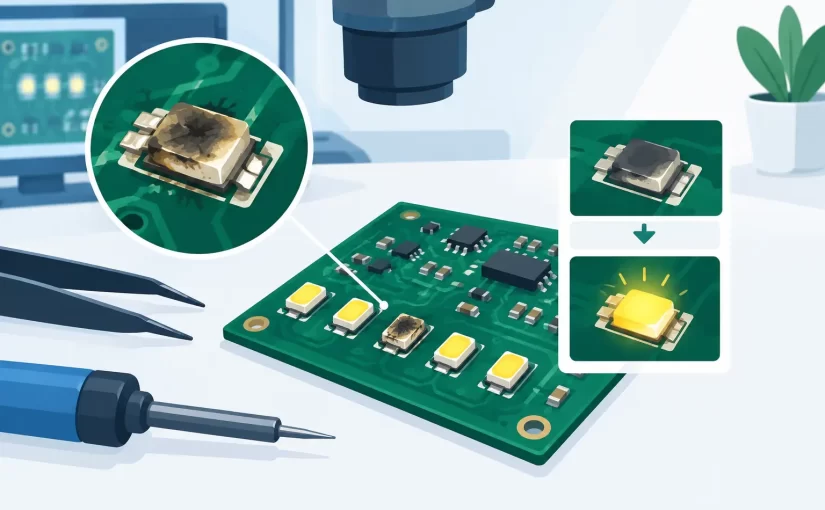 LED Failure Analysis Example for PCB Repair